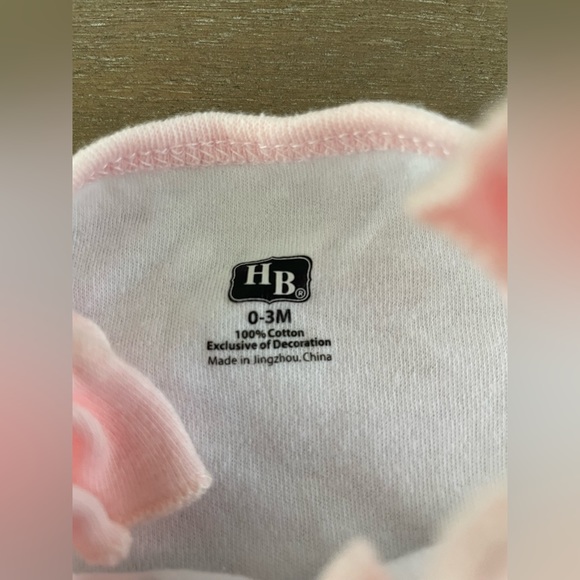 HB Set of 3 Ruffle Sleeve Short Rompers 0-3M-Pink Bonjour, Bulldog Bonjour, Dots - Picture 7 of 8
